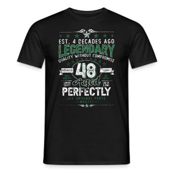 Vintage Légendaire - Vieilli parfaitement 48ème anniversaire - T-shirt homme - noir - Devant - AI Model Male 178 light (178cm)