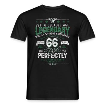 Vintage Légendaire - Vieilli parfaitement 66ème anniversaire - T-shirt homme - noir - Devant - AI Model Male 178 light (178cm)