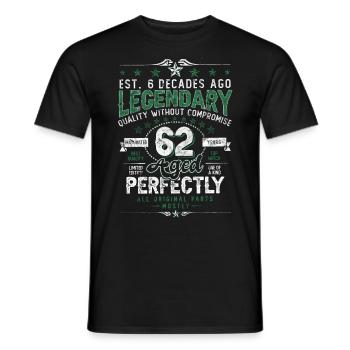 Vintage Légendaire - Vieilli parfaitement 62ème anniversaire - T-shirt homme - noir - Devant - AI Model Male 178 light (178cm)