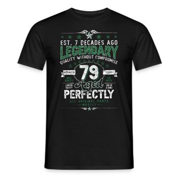 Vintage Legendary - Aged perfectly 79. Geburtstag - Männer T-Shirt - Schwarz - Vorne - AI Model Male 178 light (178cm)
