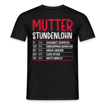 Vintage Mutter Stundenlohn Geschenk Spruch Mama - Männer T-Shirt - Schwarz - Vorne - AI Model Male 178 light (178cm)
