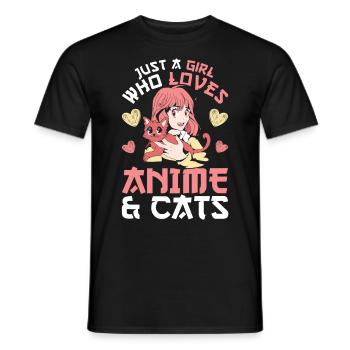 Just A Girl Who Loves Anime And Cats - Men's T-Shirt - black - Front - AI Model Male 178 light (178cm)