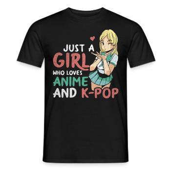Vintage Juste une fille qui aime l’anime et la K-Pop - T-shirt homme - noir - Devant - AI Model Male 178 light (178cm)