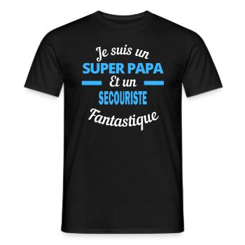 SUPER PAPA Fantastique SECOURISTE - T-shirt homme - noir - Devant - AI Model Male 178 light (178cm)