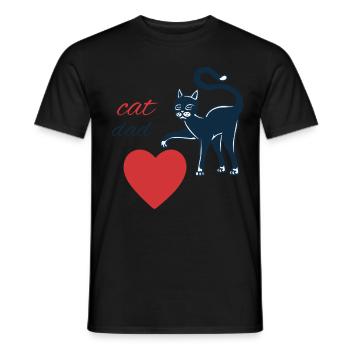 T-shirt Cat Dad, Chemise Cat Lover, T-shirt Drôle - T-shirt homme - noir - Devant - AI Model Male 178 light (178cm)