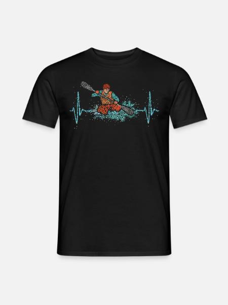 Kayak Kajak Kanufahren Wildwasser Herzschlag - Männer T-Shirt - Schwarz