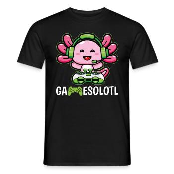 Gamesolotl – Axolotl Gamer Video Games Lover - Men's T-Shirt - black - Front - AI Model Male 178 light (178cm)