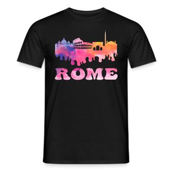 Rom Rome Italien Stadt Skyline Splash Bunt - Männer T-Shirt - Schwarz - Vorne - AI Model Male 178 light (178cm)