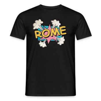 Rom Rome Italien Stadt Schrift Pop Art Comic - Männer T-Shirt - Schwarz - Vorne - AI Model Male 178 light (178cm)