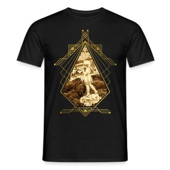Lyon France City Skyline Gold Home Love - Men's T-Shirt - black - Front - AI Model Male 178 light (178cm)