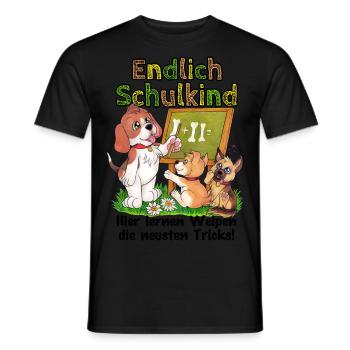 Endlich Schulkind - Süße Hunde Schule Schulanfang - Männer T-Shirt - Schwarz - Vorne - AI Model Male 178 light (178cm)