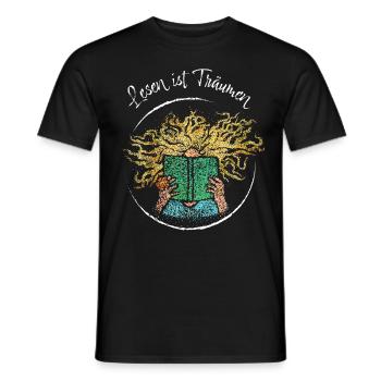 Lesen Träumen Bücher Literatur Romane Leseratte - Männer T-Shirt - Schwarz - Vorne - AI Model Male 178 light (178cm)