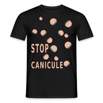 Stop canicule - le tee-shirt de l'été - T-shirt homme - noir - Devant - AI Model Male 178 light (178cm)