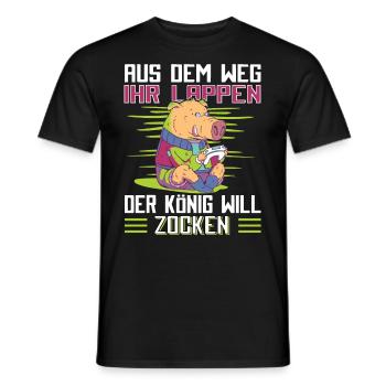 Aus Dem Weg Ihr Lappen der König Will Zocken Gamer - Männer T-Shirt - Schwarz - Vorne - AI Model Male 178 light (178cm)