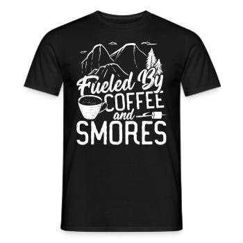 Fueled By Coffee and 'Smores Camping Fire Camper - Men's T-Shirt - black - Front - AI Model Male 178 light (178cm)