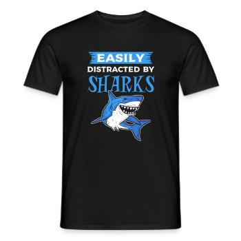 Facilement distrait par les requins poissons requins - T-shirt homme - noir - Devant - AI Model Male 178 light (178cm)