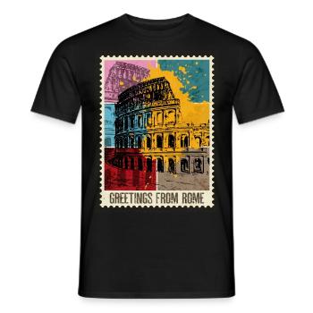 Rome Rome Italy City Skyline Stamp Colorful - Men's T-Shirt - black - Front - AI Model Male 178 light (178cm)