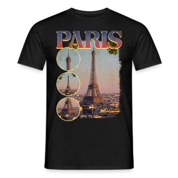 Paris France City Skyline Home Love - Men's T-Shirt - black - Front - AI Model Male 178 light (178cm)