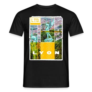 Lyon France City Skyline Home Love Holiday - Men's T-Shirt - black - Front - AI Model Male 178 light (178cm)