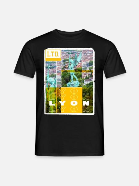Lyon France City Skyline Home Love Holiday - T-shirt homme - noir