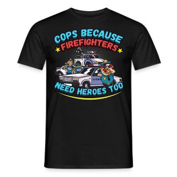 Conception de l’application de la loi pour un agent de police - T-shirt homme - noir - Devant - AI Model Male 178 light (178cm)