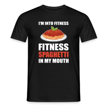 I`m Into Fitness. Fitness Spaghetti In My Mouth - Men's T-Shirt - black - Front - AI Model Male 178 light (178cm)