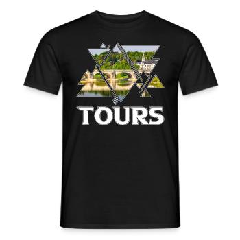 Tours France City Skyline Accueil Amour - T-shirt homme - noir - Devant - AI Model Male 178 light (178cm)