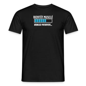 Bientôt musclé veuillez patienter - T-shirt homme - noir - Devant - AI Model Male 178 light (178cm)
