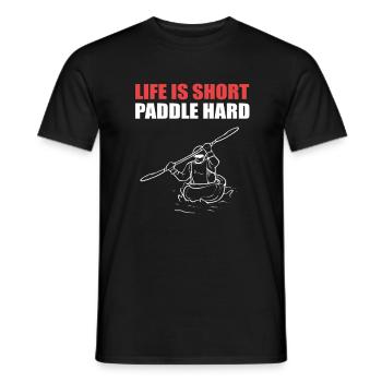 Life is Short Paddle Hard Rafting Whitewater - Men's T-Shirt - black - Front - AI Model Male 178 light (178cm)