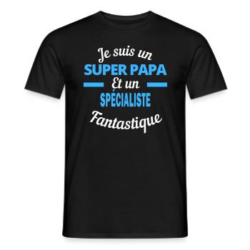 SUPER PAPA Fantastique SPÉCIALISTE - T-shirt homme - noir - Devant - AI Model Male 178 light (178cm)