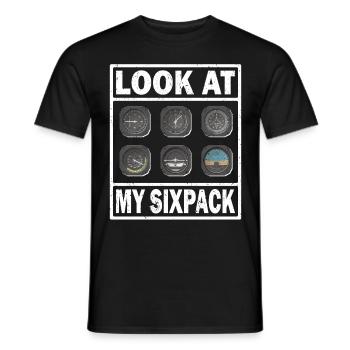Pilot Look My Sixpack Airplane Aviation Flyer - Men's T-Shirt - black - Front - AI Model Male 178 light (178cm)
