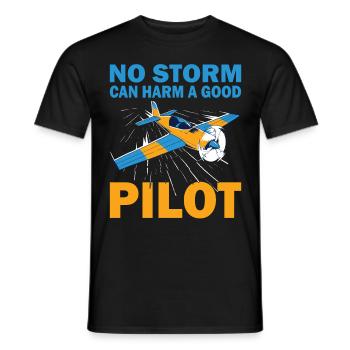 Pilot No Storm Can Harm Airplane Aviation Flyer - Men's T-Shirt - black - Front - AI Model Male 178 light (178cm)