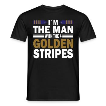 Pilot Man With 4 Golden Stripes Airplane Aviation - Men's T-Shirt - black - Front - AI Model Male 178 light (178cm)