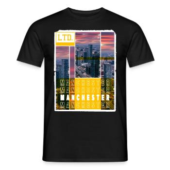 Manchester Angleterre UK City Skyline Accueil Amour - T-shirt homme - noir - Devant - AI Model Male 178 light (178cm)