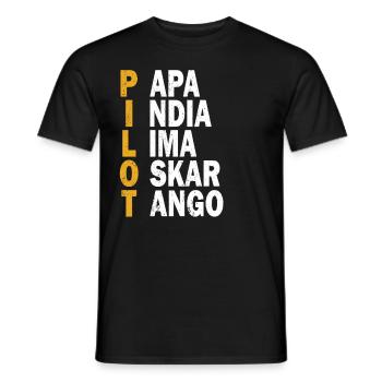 Pilot Akrostichon Airplane Aviation Helicopter - Men's T-Shirt - black - Front - AI Model Male 178 light (178cm)