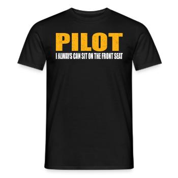 Le pilote est toujours assis à l’avant de l’aviation de l’avion - T-shirt homme - noir - Devant - AI Model Male 178 light (178cm)