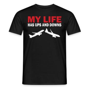 Pilot Life Has Ups And Downs Flugzeug Luftfahrt - Männer T-Shirt - Schwarz - Vorne - AI Model Male 178 light (178cm)