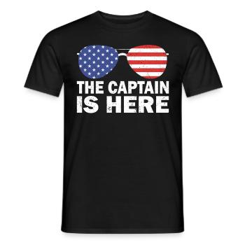 Pilot The Captain Is Here Airplane Aviation - Men's T-Shirt - black - Front - AI Model Male 178 light (178cm)