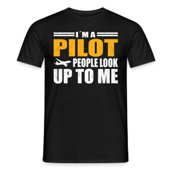 Pilot People Look Up To Me Flugzeug Luftfahrt - Männer T-Shirt - Schwarz - Vorne - AI Model Male 178 light (178cm)