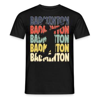 Cool Retro Text Silhouette Badminton - Männer T-Shirt - Schwarz - Vorne - AI Model Male 178 light (178cm)