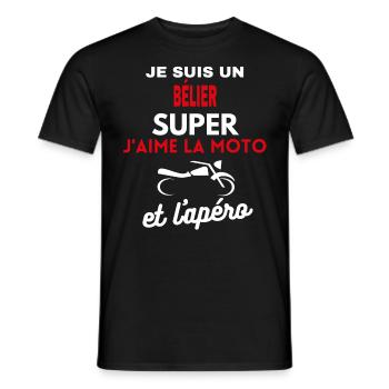 moto phrase drôle apéro BÉLIER citation - T-shirt homme - noir - Devant - AI Model Male 178 light (178cm)
