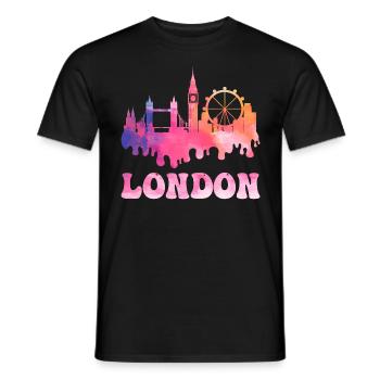 London England UK Stadt Skyline Splash Bunt - Männer T-Shirt - Schwarz - Vorne - AI Model Male 178 light (178cm)