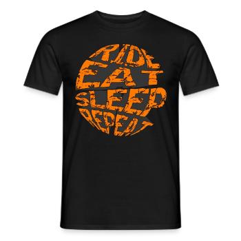RIDE EAT SLEEP REPEAT RETRO MOUNTAINBIKE - Men's T-Shirt - black - Front - AI Model Male 178 light (178cm)