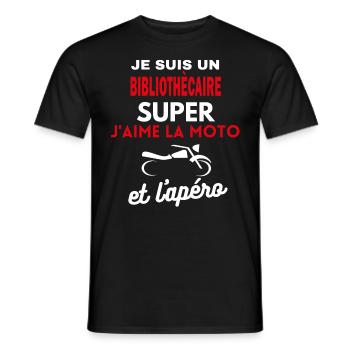 moto phrase drôle apéro BIBLIOTHÈCAIRE citation - T-shirt homme - noir - Devant - AI Model Male 178 light (178cm)