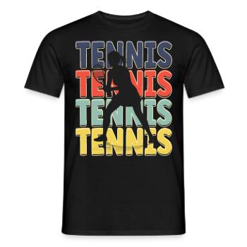Cool Retro Text Silhouette Tennis - Men's T-Shirt - black - Front - AI Model Male 178 light (178cm)