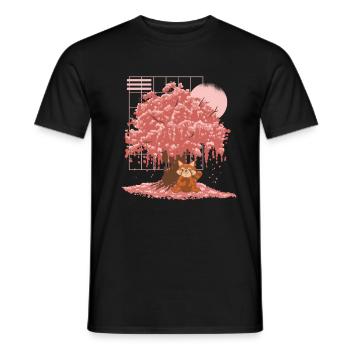 Red Panda Japanese Cherry Blossom Tree - Men's T-Shirt - black - Front - AI Model Male 178 light (178cm)