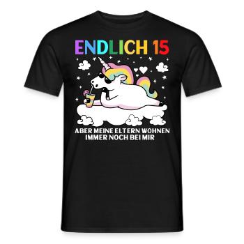 Endlich 15 Meine Eltern Wohnen Immer Noch Bei Mir - Männer T-Shirt - Schwarz - Vorne - AI Model Male 178 light (178cm)