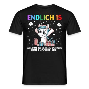 Endlich 15 Meine Eltern Wohnen Immer Noch Bei Mir - Männer T-Shirt - Schwarz - Vorne - AI Model Male 178 light (178cm)