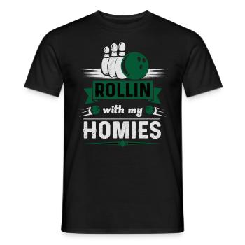 Rollin with my Homies Retro Bowling Geschenk - Männer T-Shirt - Schwarz - Vorne - AI Model Male 178 light (178cm)