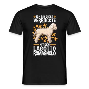 Verrückte mit dem Lagotto Romagnolo Wasserhund - Männer T-Shirt - Schwarz - Vorne - AI Model Male 178 light (178cm)